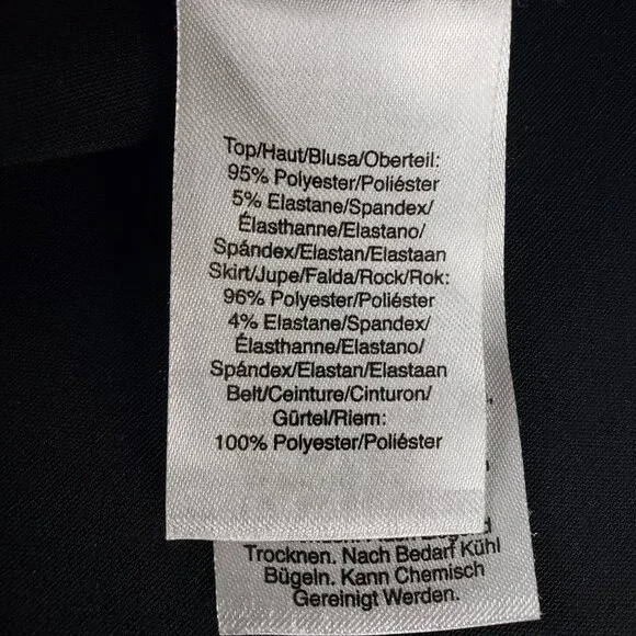 DKNY Black Fit Flare Black Dress M Hi Low Hem Stretchy Poly Sleeveless EUC - Picture 9 of 9